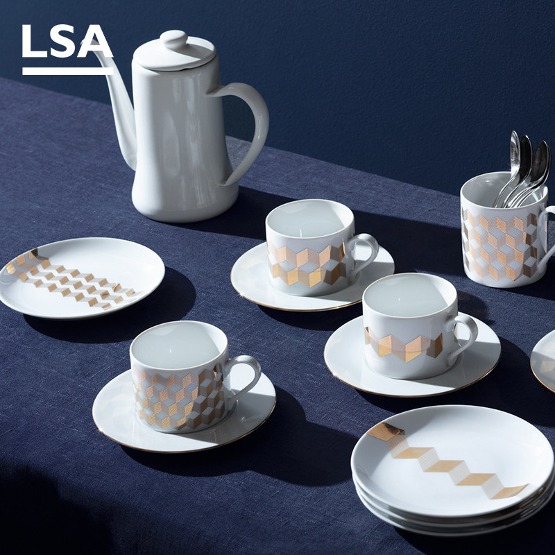 LSA Imported Pure Handmade Ceramic Tea Cup Dish Coffee Cup Dish Home Suit Living Room Large Capacity 4 Gift Box Clothes