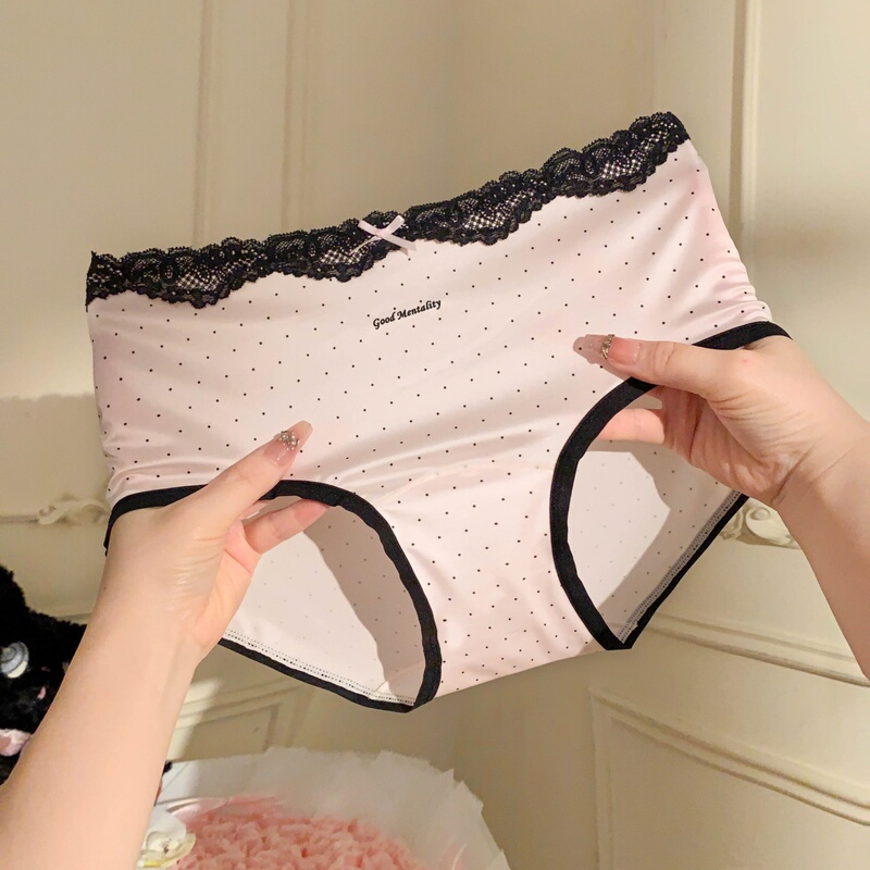 「Hs」Satin Dream Sweet Wave* Sweet Girl Polka Dot Satin Lace Panties Women's 2026 New Ultra-Thin Briefs 「Hs」Satin Dream Sweet Wave* Sweet Girl Polka Dot Satin Lace Panties Women's 2026 New Ultra-Thin Briefs