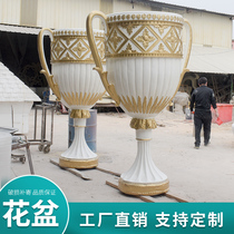 Custom oversized hotel flower pot King-size large diameter courtyard Simple floor-to-ceiling outdoor villa door high foot flower bowl