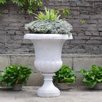 Outdoor real stone paint flower pot Flower vase European modern FRP high foot flower bowl courtyard shopping mall villa landscape ornaments
