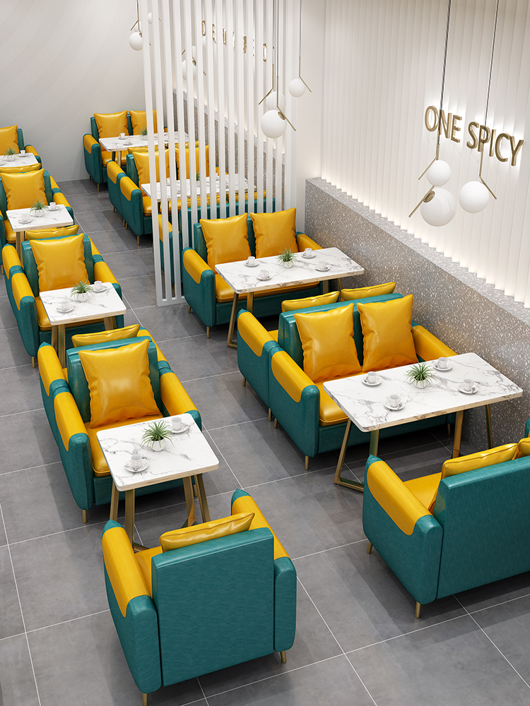 Net Red Milk Tea Shop Sofa Card Seat Table Chair Dining Dessert Shop Cafe Book Bar Leisure Furniture Wall Combination