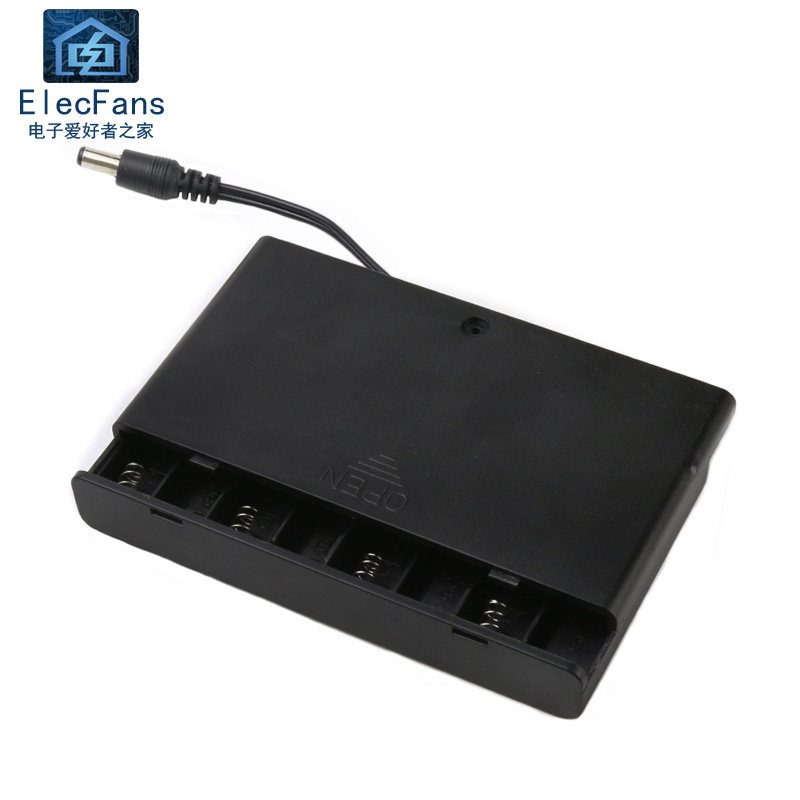 8节5号电池盒12V伏灯牌led电源带盖开关DC插头5.5-2.1八节五串联