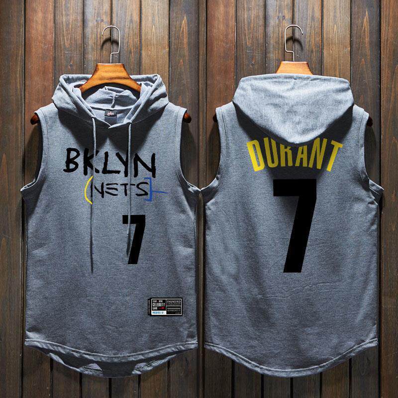 Brooklyn Nets Irving Hooded Sports Vest Basketball Uniform Sleeveless Hoodie Men's Summer Hooded Sweatshirt Brooklyn Nets Irving Hooded Sports Vest Basketball Uniform Sleeveless Hoodie Men's Summer Hooded Sweatshirt