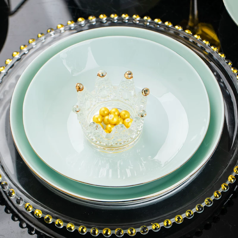 Jingdezhen керамическая домашняя посуда ручной работы зелёный Celadon Nordic Diamond Diamond высокая красота чашa подарок набор