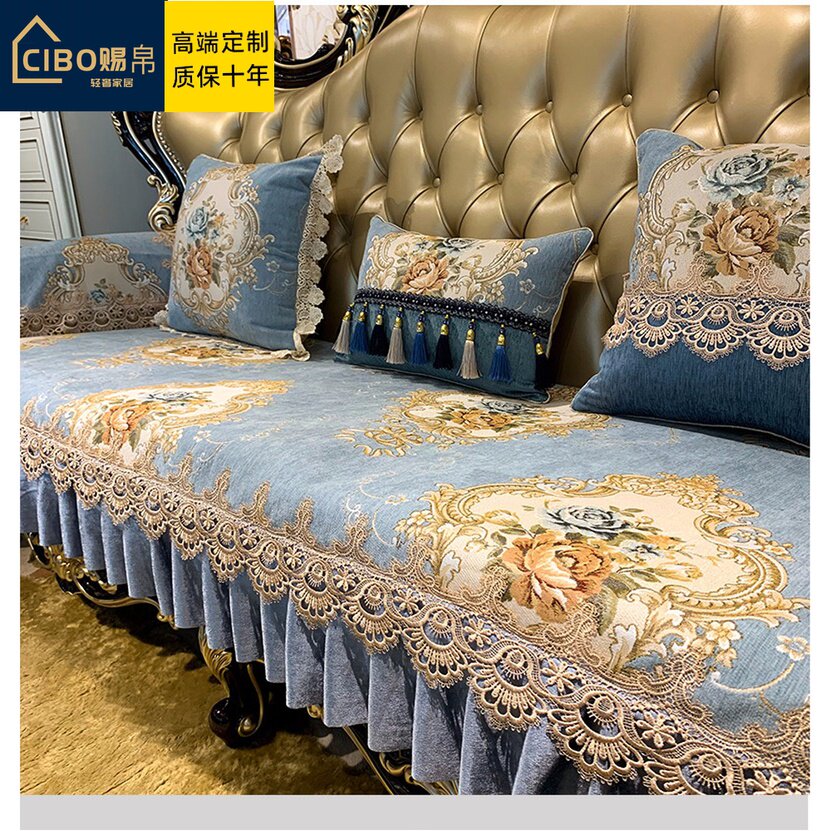 Eurostyle Sofa Cushion Upscale Lavish Anti Slip American 123 Combined Genuine Leather Cushion Cover All Season Universal