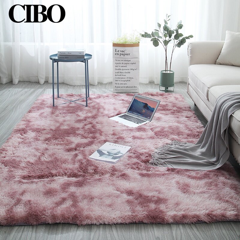 Nordic ins net red Tongza Dyeing Carpet Living Room Tea Table Mat Long Hair Bedroom Floor Mat Full Of Lovely Bed Side Blanket