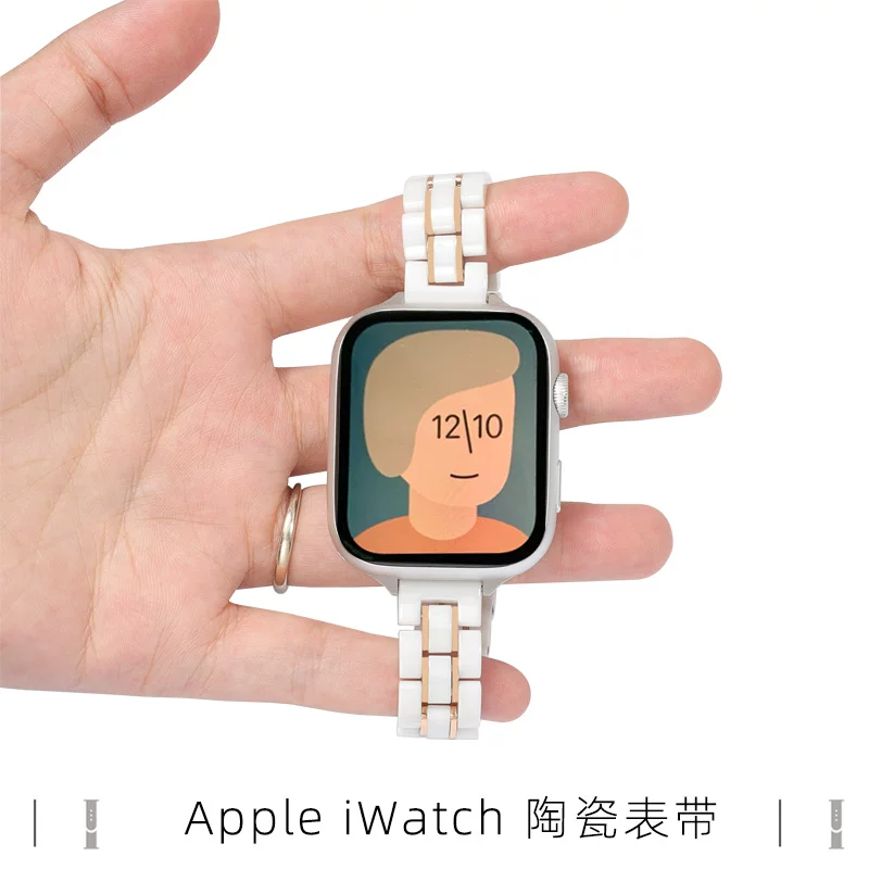 Подходящий ремешок для Apple Watch9 и Apple Hermès, стиль 8 дюймов, ремешок для iwatch7/se/6/5/4, металл 38/41/40/45 мм, керамическая белая баллада для запястья, женский тонкий пояс