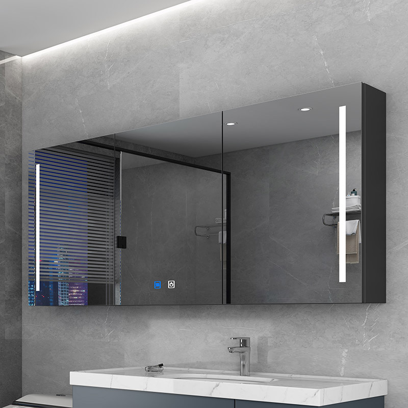 Bathroom Mirror Cabinet Hanging Wall Style Intelligent Mirror Cabinet With Lamp Space Aluminum Bathroom Mirror Cabinet Separate Makeup Room Mirror Cabinet Mirror Case