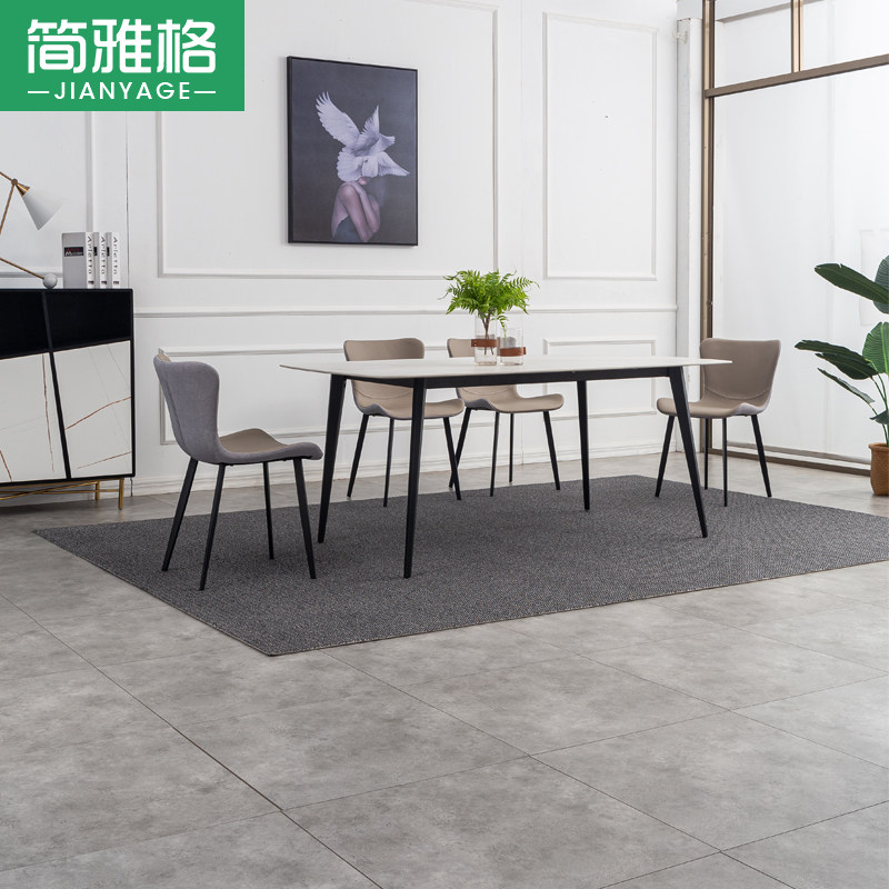 Nordic dining table and chair combination marble dining table post-modern minimalist light luxury slate dining table home small apartment