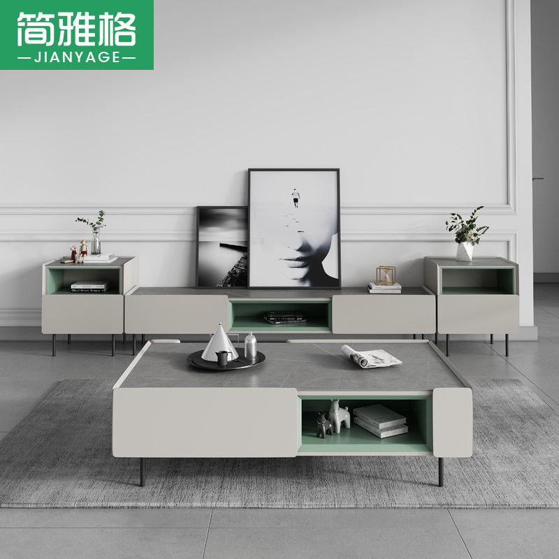 Nordic Imported Rock Board Tea Table Ideolar Minimalist Living-room Furniture Storage Tea Table Simple and beautiful TV cabinet Composition
