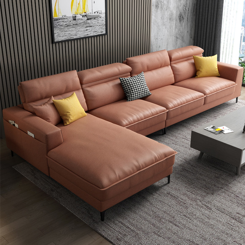 Sofa simple modern living room large and small apartment wash-free technology cloth sofa detachable and washable latex fabric sofa combination