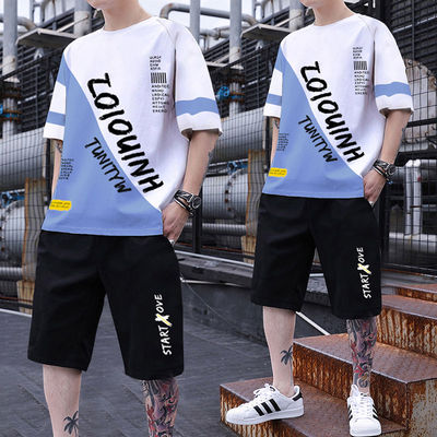 男士夏季运动短袖短裤两件套半袖大裤衩套装