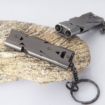 Stainless steel outdoor camping life-saving whistle high-frequency whistle survival equipment survival double-hole blast whistle basketball referee whistle