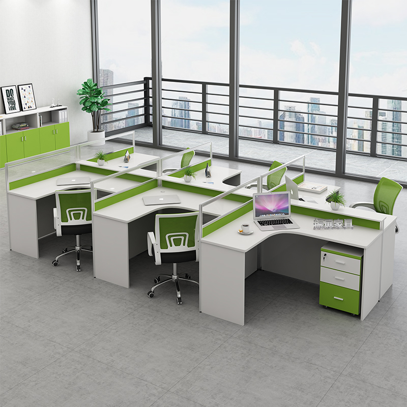 Screen Office Table Combination Corner L Type Table Staff 4 6 Double Station Green Cassette Company Working Table