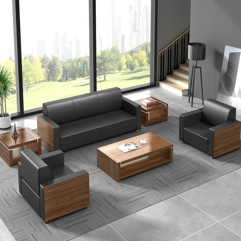 Office Sofa Tea Table Combination Reception room Guest Sofa Company Business Trio of sofa minimalist Hyundai