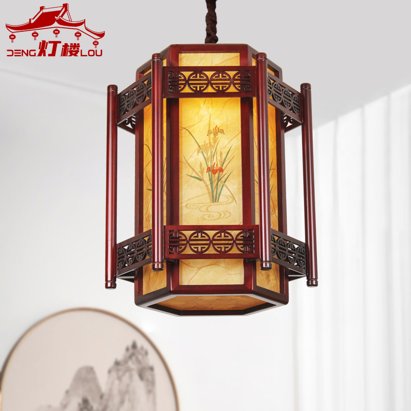 Chinese-style antique solid wood lantern lamp tea house restaurant chandelier ancestral hall clubhouse temple palace lamp advertising decoration lamps