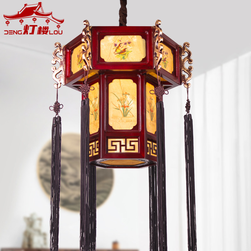 Chinese antique palace lanterns solid wood lanterns tea house homestay temple ancestral hall hot pot restaurant restaurant advertising decoration chandelier