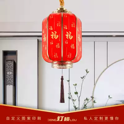 New Chinese red festive all copper wax gourd lantern high-end villa foyer balcony outdoor waterproof decorative hanging lamps