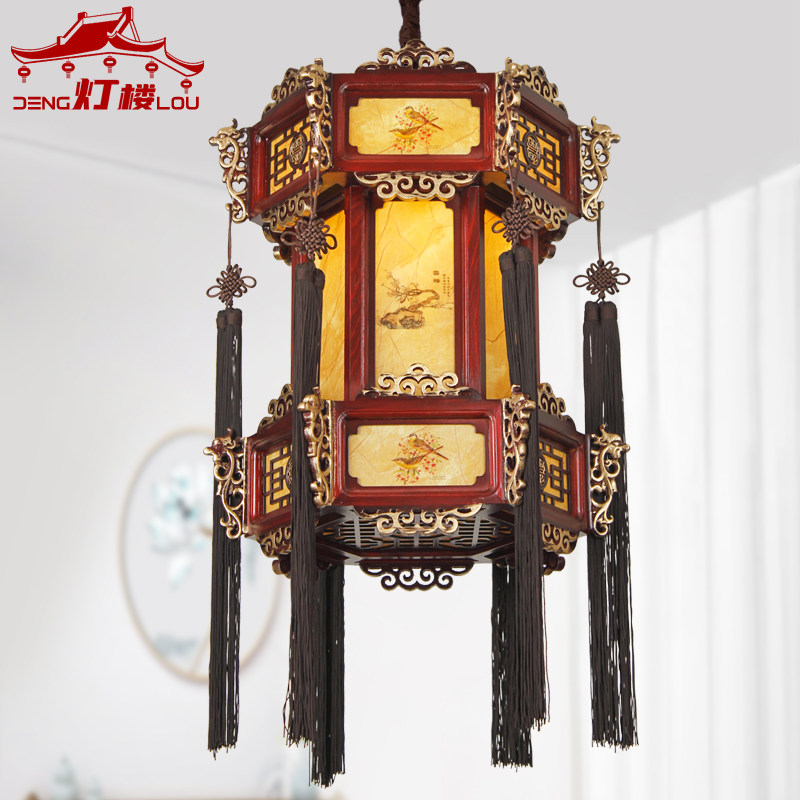 New Classical Chinese Palace Lantern Solid Wood Imitation Antique Lantern Light Tea Building Gallery Aisle aisle Dining Hall Dining Hall Dining Room Chandelia Lamp