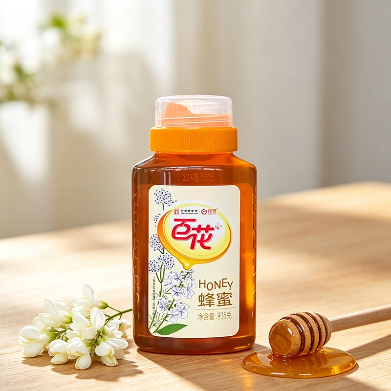 Traditional Brand Baihua Brand 935g All-Flower Honey for Home and Commercial Use, Suitable for Brewing Drinks, Milk Tea, Coffee, Desserts, and Baking