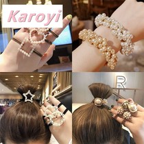 Korean pearl hair rope tie Hairband leather band temperament head rope female simple Net red Korean version of ins Joker rubber band