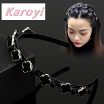 Four-leaf clover hairband braided hair artifact broken hair head hoop multi-layer hollow bangs hairpin Korea sweet net hair accessories