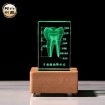 Seven Colorful Solid Wood Luminous Bluetooth Sound Crystal Inner Carved Tooth Structure 3d Model Pendulum of Oral Hospital Souvenirs