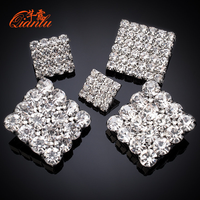 Metal Button Fur Coat Mink Coat High-end Ladies Buckle Square Diamond Rhinestone Top Decoration Large Button