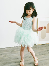 Early Spring Summer New Girl Gown Dress dress Childrens lace puffy screen dress for childrens swanky dress