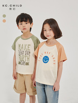 Early 2022 Summer child insert shoulder short sleeve T-shirt male and female pure cotton hand-painted soft classic 100 lap fresh blouse