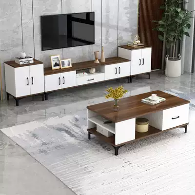 TV cabinet coffee table combination modern simple small apartment living room new wall cabinet light luxury solid wood bedroom TV cabinet
