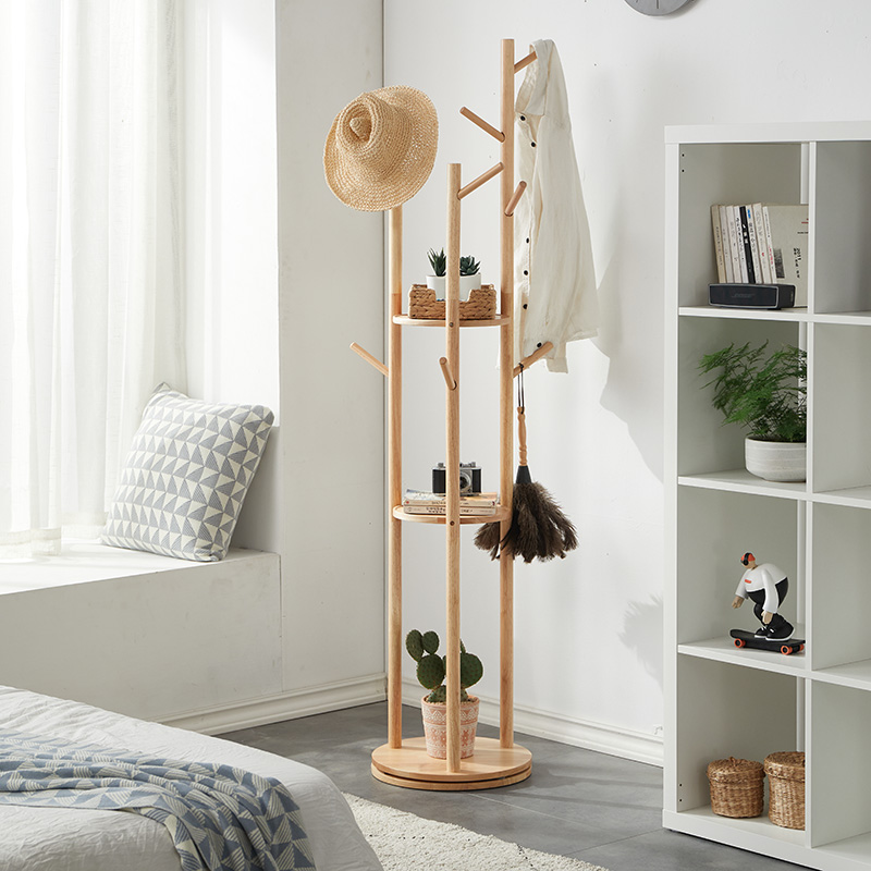 Rotary hanger bedroom hanger rack solid wood floor coat rack net red household beech clothes hanger