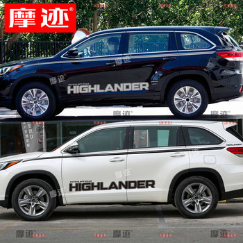 Suitable for 09-21 Toyota Highlander Car Decals, Special Modified Body Waistline Stickers, Letter Color Strips