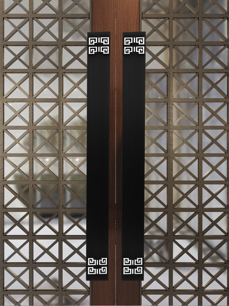 Custom New Chinese Glass Door Handle Hotel Double Door Handle Bag Box Clubhouse Push-and-pull Wooden Door Stainless Steel Door Handle