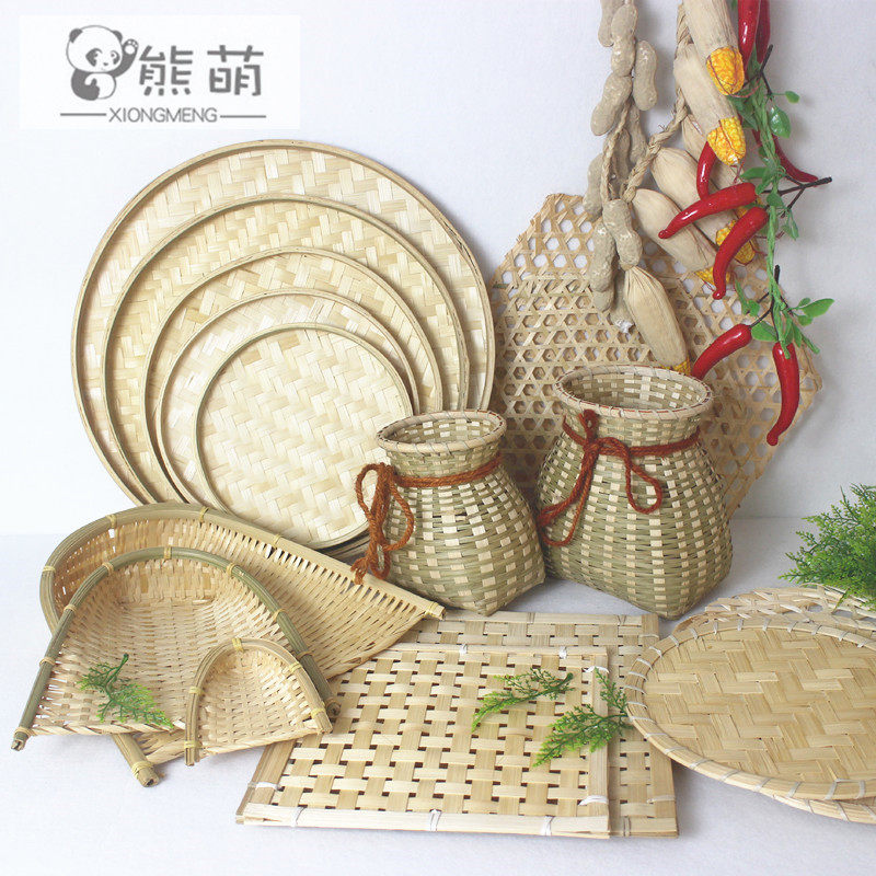 Kindergarten ornaments corridor handmade bamboo woven fish basket painting dustpan painting forest decoration creative 24 solar terms ornaments