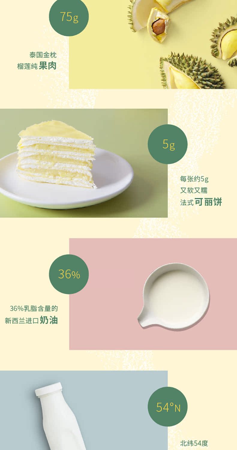 浅糖季 爆浆榴莲千层蛋糕  新西兰品质好奶油 200g/件 图3