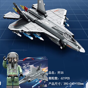 China J-35 Puzzle 20 Fighter Jet Building Block Airplane Assembly Toy Model Children's Boy 10Th Birthday Gift