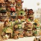 Panda Teahouse Folding Street Scene Little Bear Coffee Little Rake Flower Shop Puzzle Assemblage LEGO Wooden Toys Ornaments Gifts