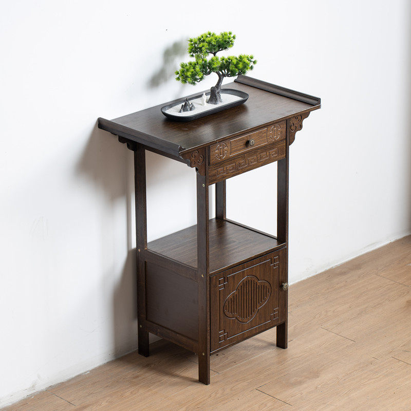 Flower shelf Shelf Balcony End View Flower Desk New Chinese Genguan Living-room Floor Type Solid Wood Door Hall A Few Slips of the shelf 