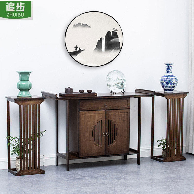 New Chinese style bamboo porch cabinet modern minimalist foyer cabinet coffee table long table solid wood porch table for table