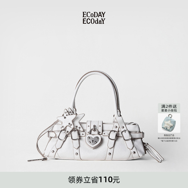 Ecoday Autumn/Winter Heart Lock Bag Pearl White Horizontal Handbag Shoulder Bag Large Capacity Women's Bag Commuter Handbag with Heart Lock Clasp Ecoday Autumn/Winter Heart Lock Bag Pearl White Horizontal Handbag Shoulder Bag Large Capacity Women's Bag Commuter Handbag with Heart Lock Clasp