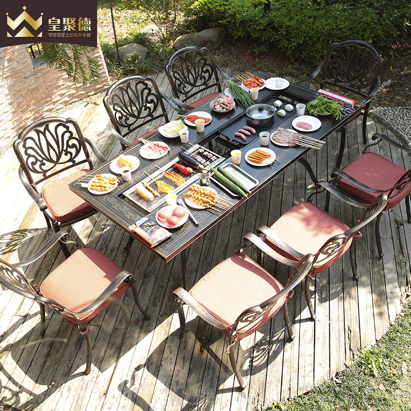 Outdoor Cast Aluminum Barbecue Table And Chairs Courtyard Villa Garden Outdoor Table And Chairs Open-air Home Table And Chairs Casual Iron Art Furniture