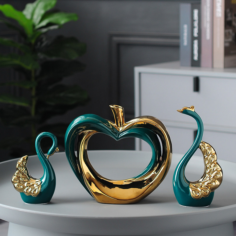 Creative Nordic light luxury porch ceramic swan decoration living room decoration handicraft decoration TV cabinet wine cabinet