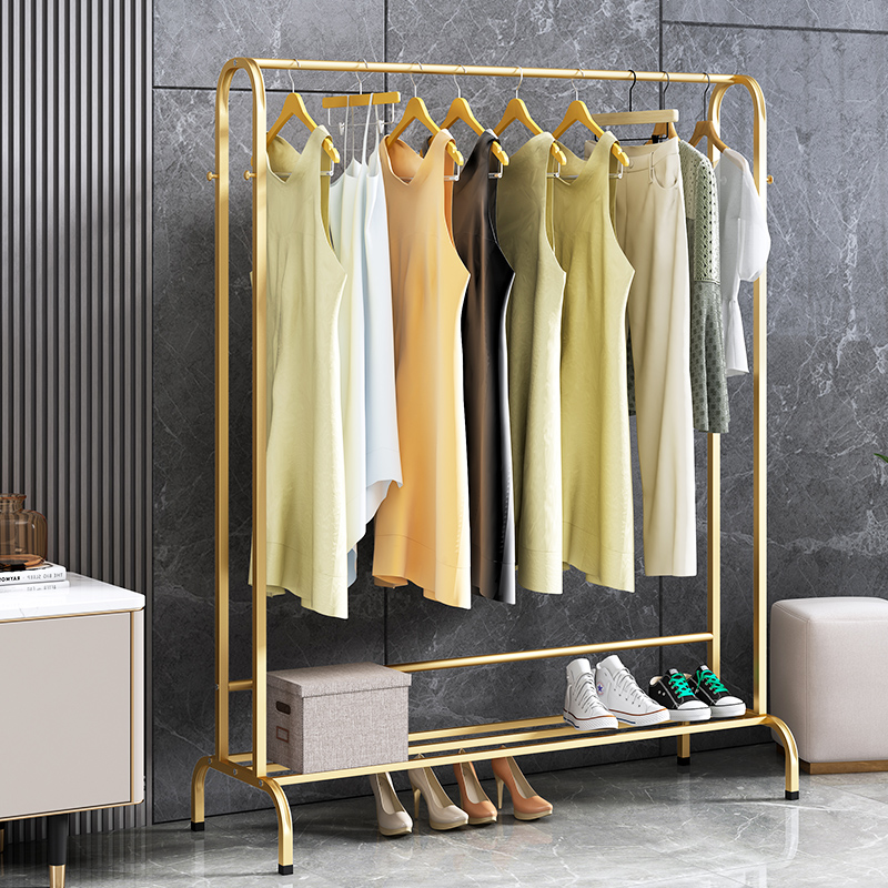 Indoor bedroom floor hanger modern minimalist iron rod type drying rack multi-functional storage storage coat rack