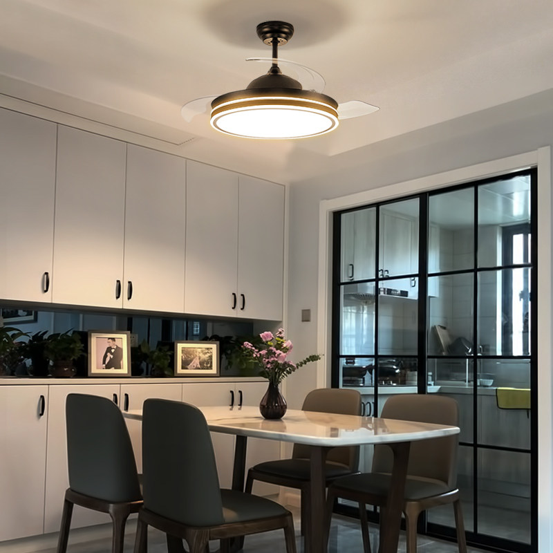 Dining room lights Ceiling fan lights Ceiling fan lights Invisible mute variable frequency intelligent dimming room lights with remote control Bedroom lights Chandelier