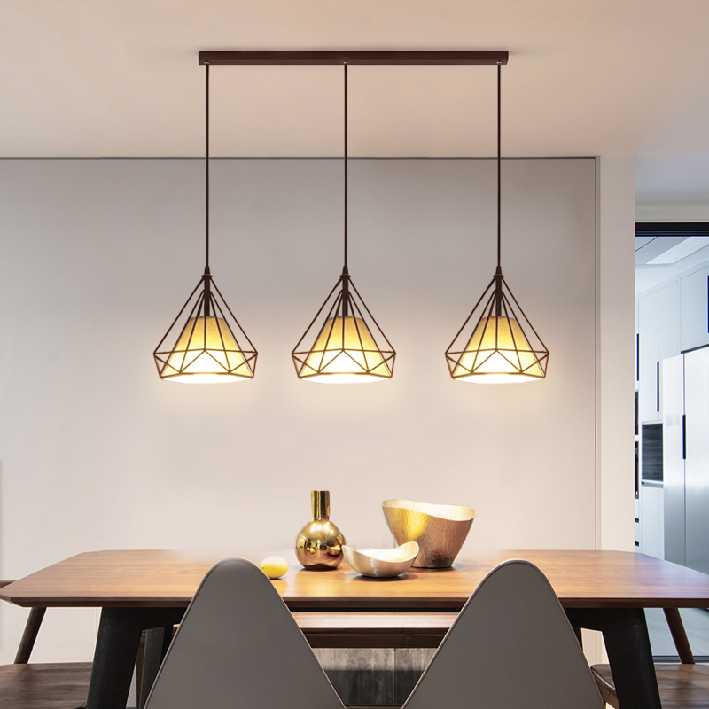 Nordic Dining Room Lamp Triple strip lamp Creative personality net Red dining room Dining Room Cafe Bedroom Bedside Small Chandelia