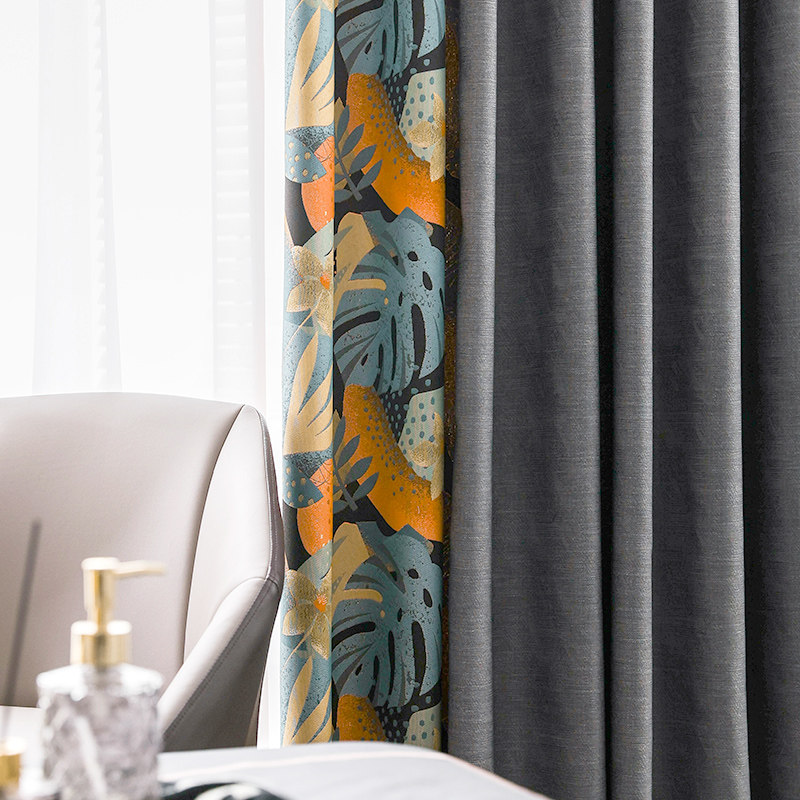 Curtains light lavish American retro living room upscale shading bedroom splicing curtain method cotton linen Nordic minimalist