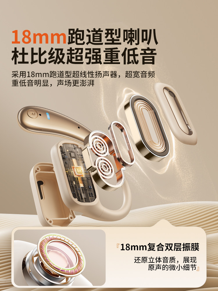 Bluetooth Earphones, Over-Ear, Air Conduction, Wireless, Open, Non-In-Ear, for Sports and Running, Noise Reduction, Long Battery Life, 2025 New Model