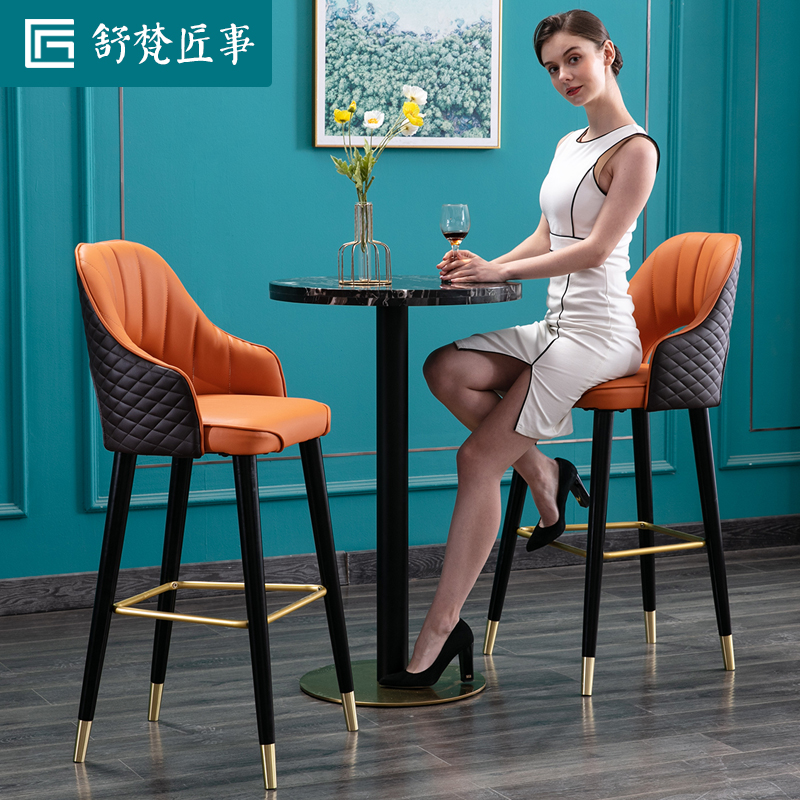 Light luxury marble bar table and chair combination home balcony tea bar bar high-legged round table high-legged small bar