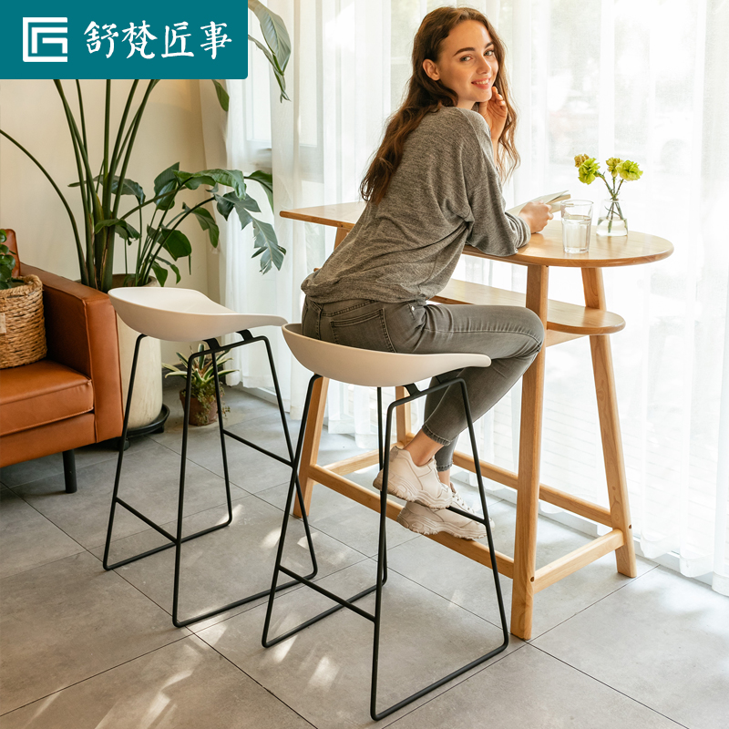 Nordic Iron Art Bar Table Chair Mesh Red Milk Tea Shop Clothing Shop High Footstool Creativity Modern Simplicity Joins Bar Stool